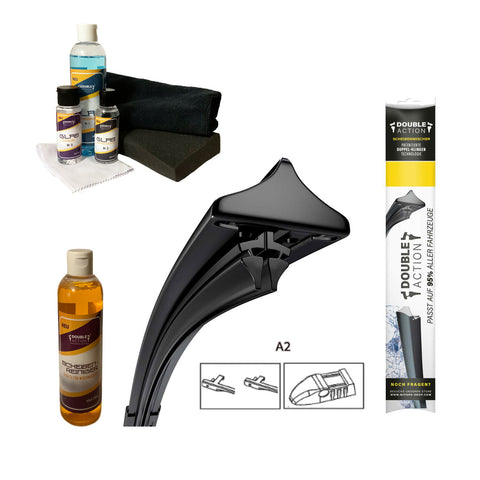 Frontscheiben-Bundle für ALFA ROMEO 147 | Bj. 05-10 | Doppelscheibenwischer + Versiegelungs-Set + Wischwasserzusatz
