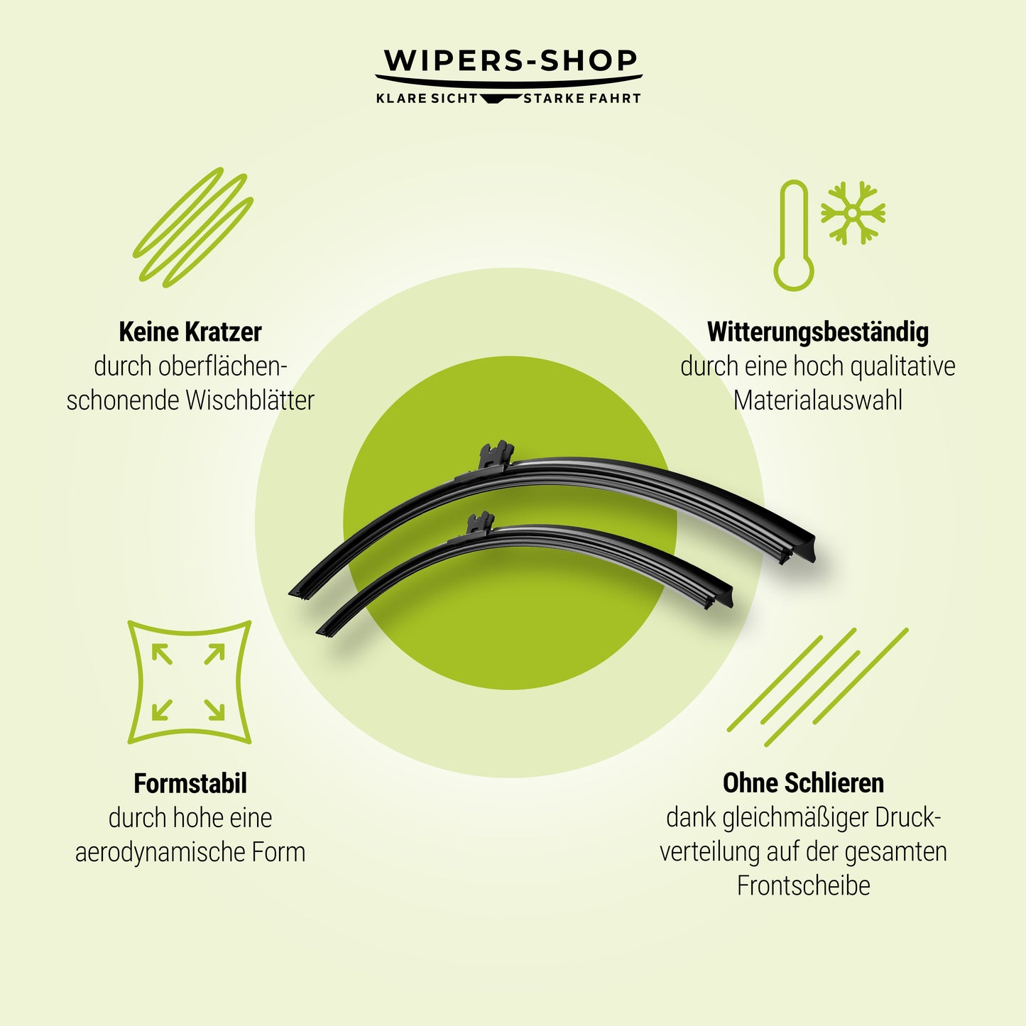 Keine Kratzer, witterungsbeständig, formstabil und ohne Schlieren