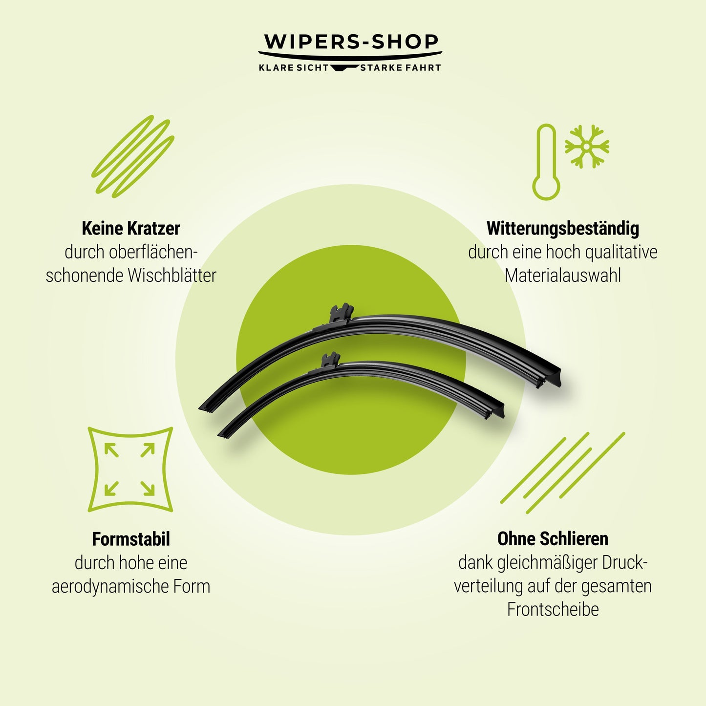 Keine Kratzer, witterungsbeständig, formstabil und ohne Schlieren