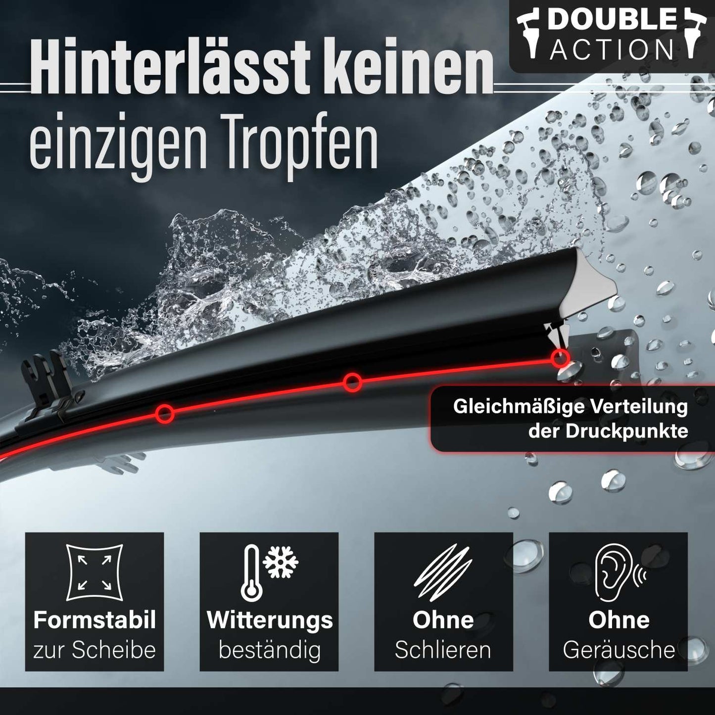 Hinterlässt keinen einzigen Tropfen dank gleichmäßiger Druckverteilung