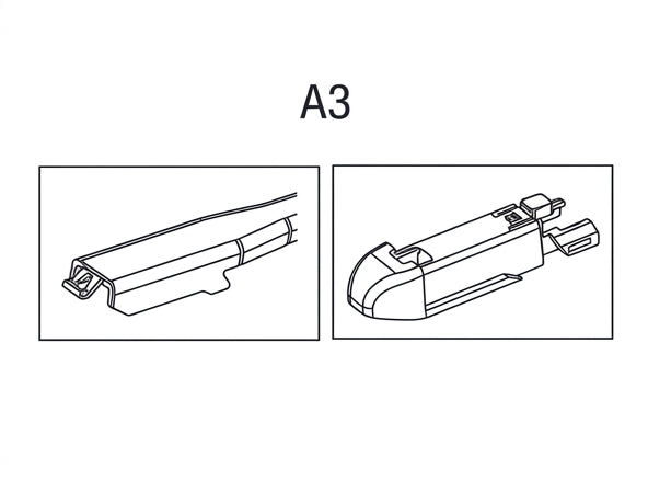 Technische Zeichnung: Wischerarm und Adapter A3