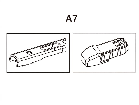 Technische Zeichnung: Wischerarm und Adapter A7