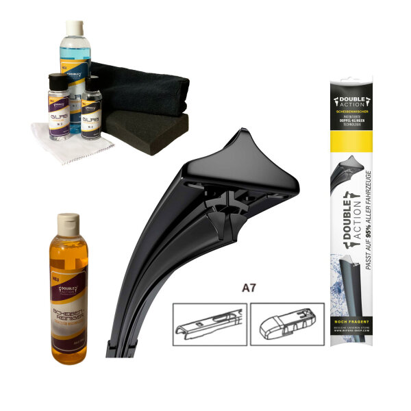 Frontscheiben-Bundle für OPEL Adam | ab 2013 | Doppelscheibenwischer + Versiegelungs-Set + Wischwasserzusatz